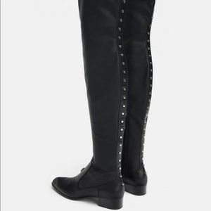 Zara | Pleather Studded Over The Knee Boots